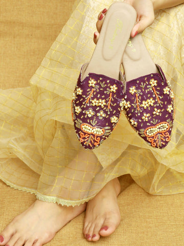 Timeless Grace: Embroidered Mules For Women